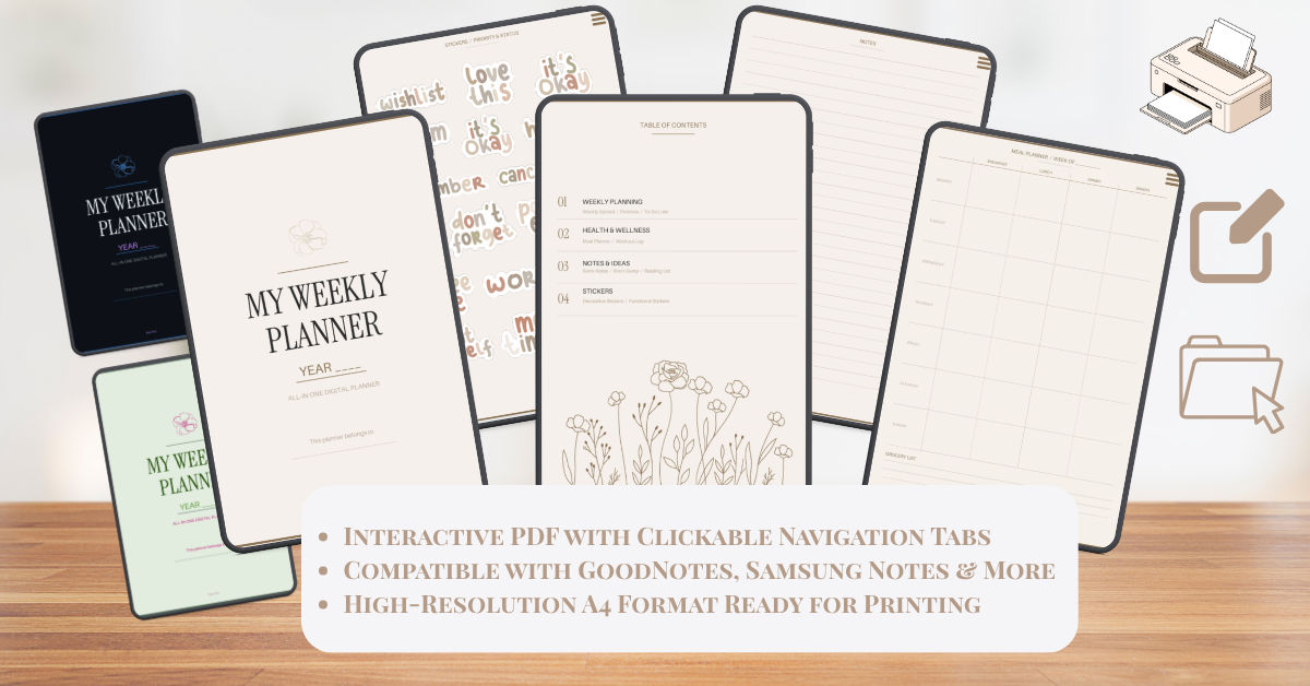 Weekly Digital & Printable Planner – Your Ultimate Organization System